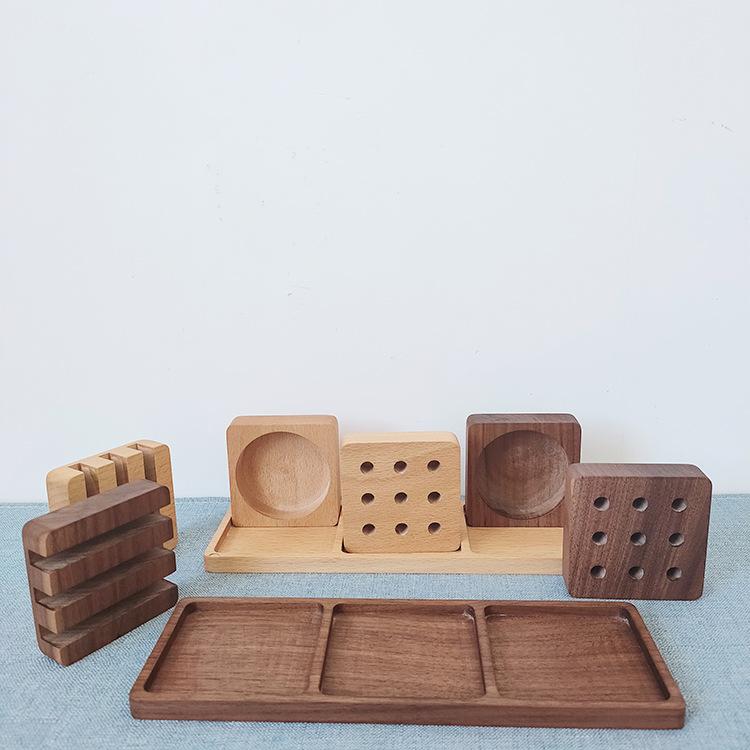 ペン 卓上 木製 ペン立て デスクオーガナイザー 名刺入れ クリップ 消しゴム 収納 胡桃 ビーチ 日本 オ..