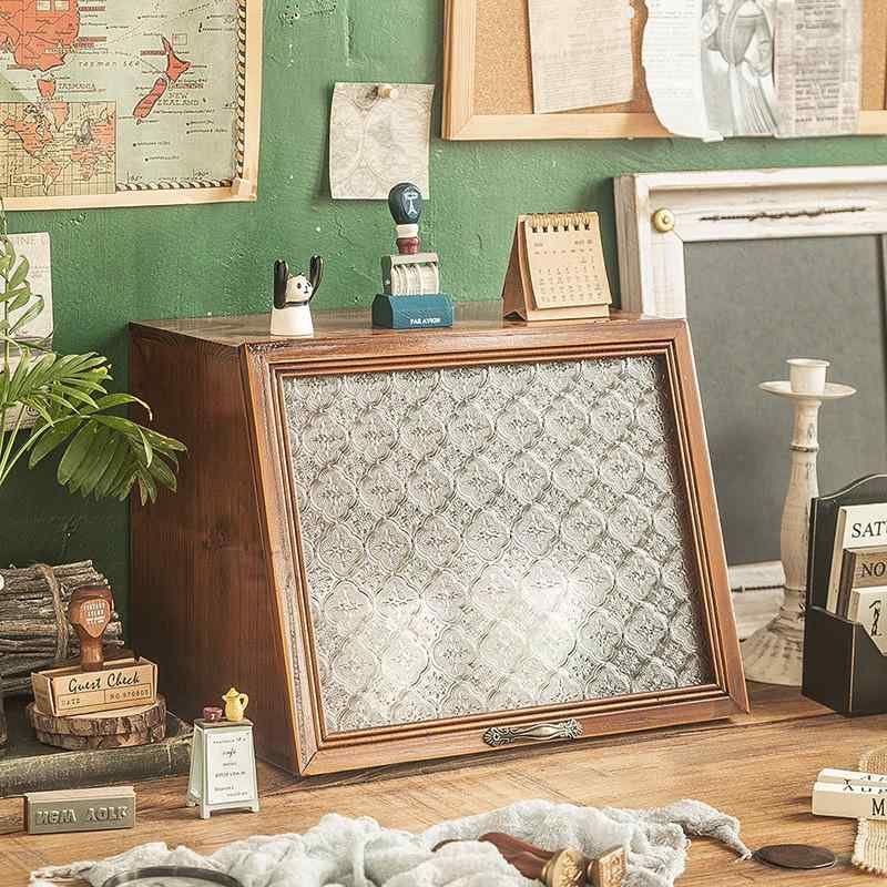 収納ケース レディース メンズ 卓上 木製 ガラス 防塵 コスメ 香水 茶器 整理 ボックス 大容量 リビング 寝室