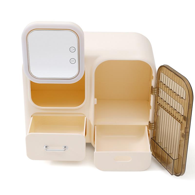 メイクボックス レディース 卓上型 口紅 コスメ スキンケア用品 ジュエリー 収納 ケース ミラー 鏡付き..