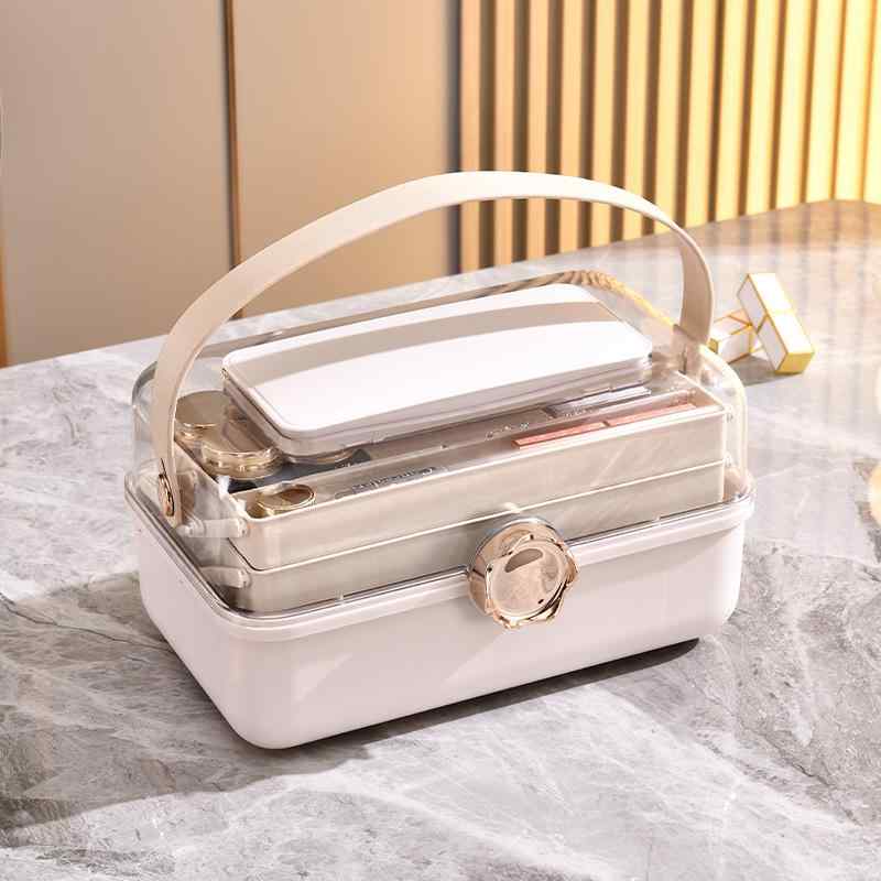 コスメ収納ボックス レディース 卓上型 豪華 大容量 防塵 折りたたみ式 マスク スキンケア用品 ディス..