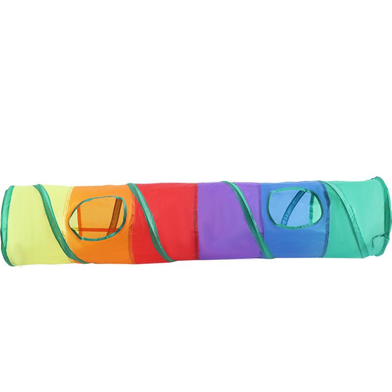 猫 おもちゃ ペット用品 猫用 玩具 トンネル 水玉模様 ポリエステル製 折りたたみ式 虹色 ストレス解消..