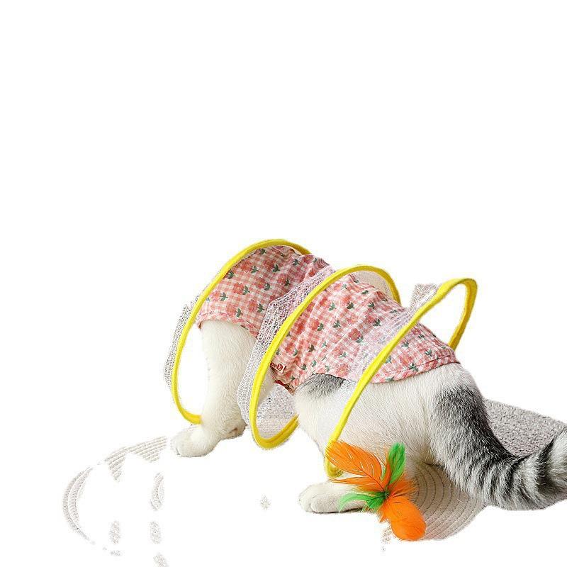 猫 おもちゃ ペット用品 猫用 トンネル 折りたたみ 式 玩具 運動不足 ストレス解消 猫じゃらし 羽根
