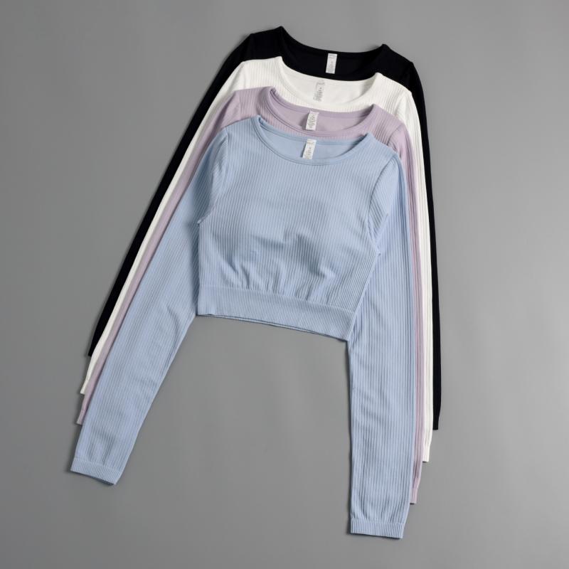 ヨガウェア レディース セットアップ トップス 長袖 ブラパッド付き レギンス スポーツウェア トレーニングウェア ランニング ジム 吸湿速乾 ストレッチ 紫色 白 青 黒