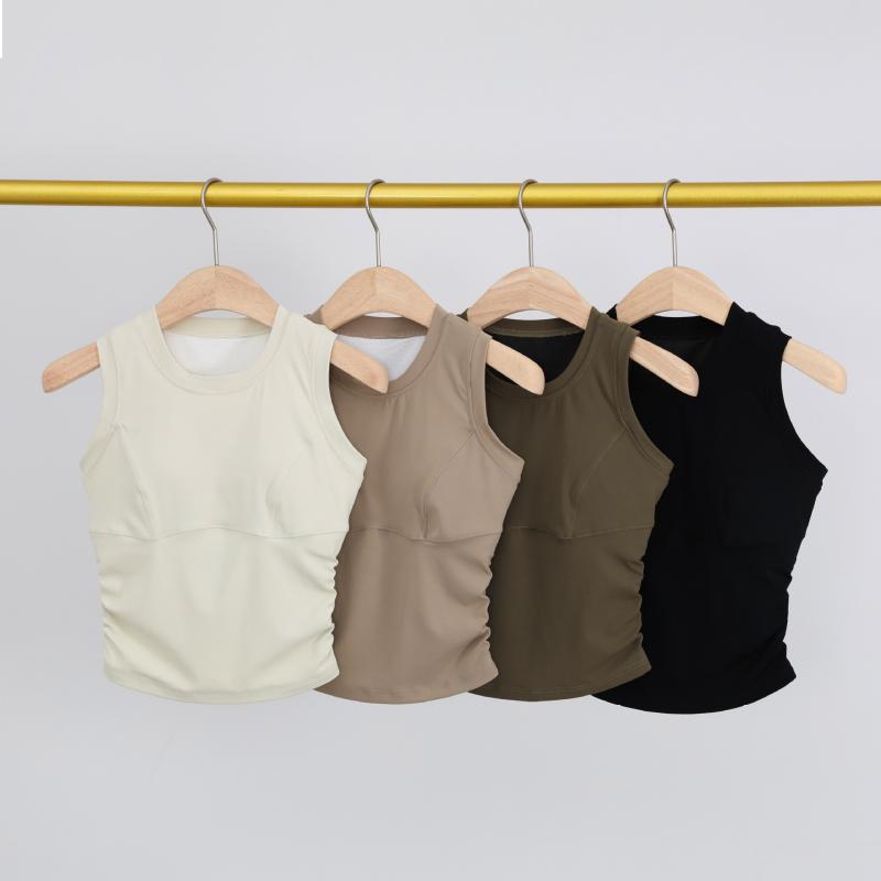 スポーツブラ レディース ヨガウェア 一体型 パッド付き 揺れにくい ランニング フィットネス トレーニング ウェア 吸湿速乾 ノンワイヤー ブラック アイボリー カーキ グリーン