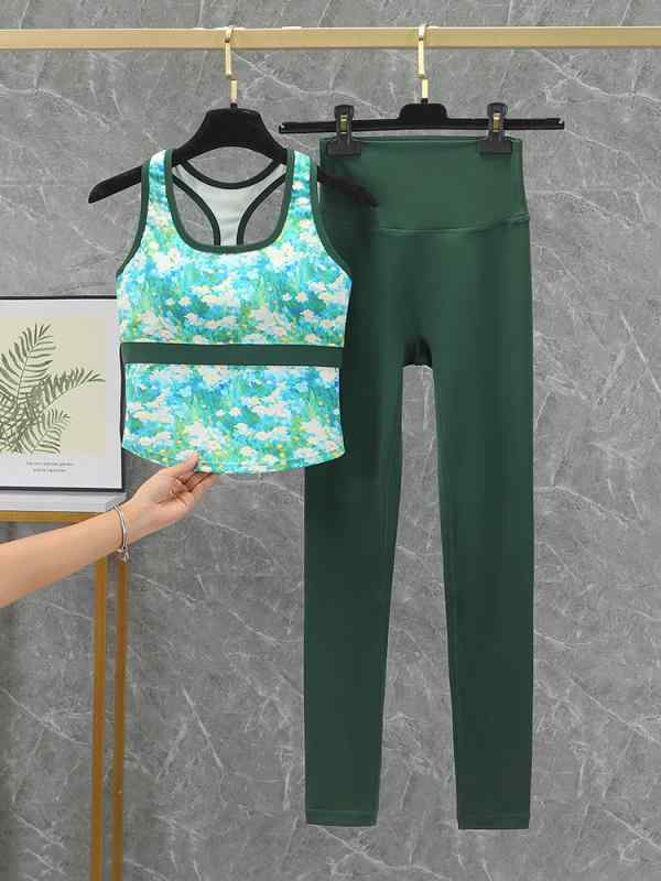 ヨガウェア レディース 豪華 ブラパッド付き キャミソール スポーツトップス レギンス 上下セット 女性用 トレーニングウェア ジム フィットネス ウェア 春夏