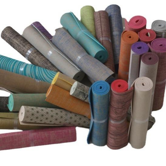 ヨガマット PVC 高密度 滑り止め 麻 ヨガマット 183cm×61cm 紫 ワインレッド カーキ ターコイズ ブルー..