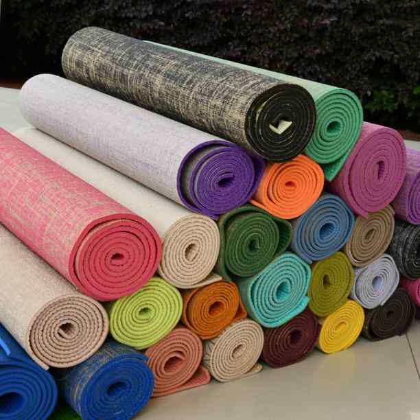 ヨガマット 高密度PVC 黄麻 防滑 亜麻 リネン 衝撃吸収 クッション性 トレーニング エクササイズ ピラ..