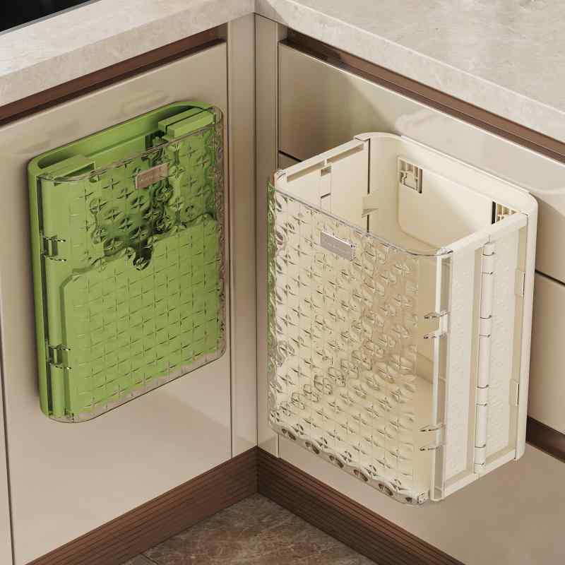 ゴミ箱 壁掛け式 キッチン PET PP 吊り下げ 折りたたみ式 ダストボックス フック式 クリーム色 ライトグリーン 穴あけ不要 簡約現代風 2025年