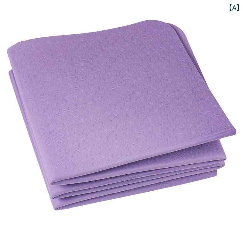 ヨガマット 折りたたみ ポータブル エクササイズマット TPE素材 厚手 大判 持ち運び 収納袋付き 防滑 ..