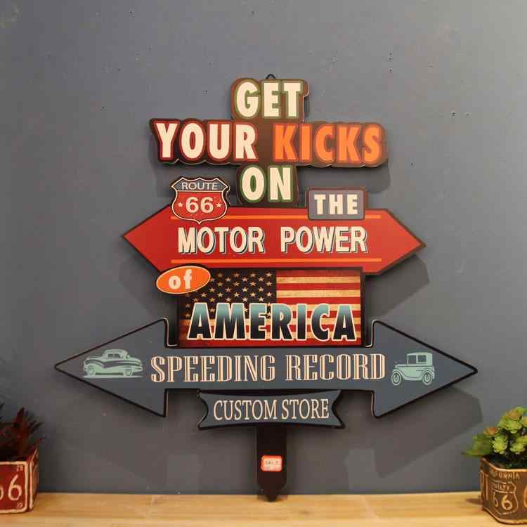 壁飾り 壁掛け アンティーク レトロ 指示標識 木製 多色 リビング 寝室 書斎 飲食店 アメリカン(x2)