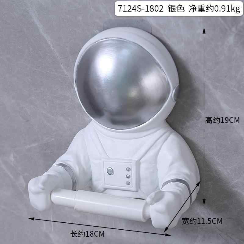 トイレットペーパーホルダー かわいい宇宙飛行士 ロールペーパーホルダー 棚 置き型 壁掛け 2way ゴールド シルバー