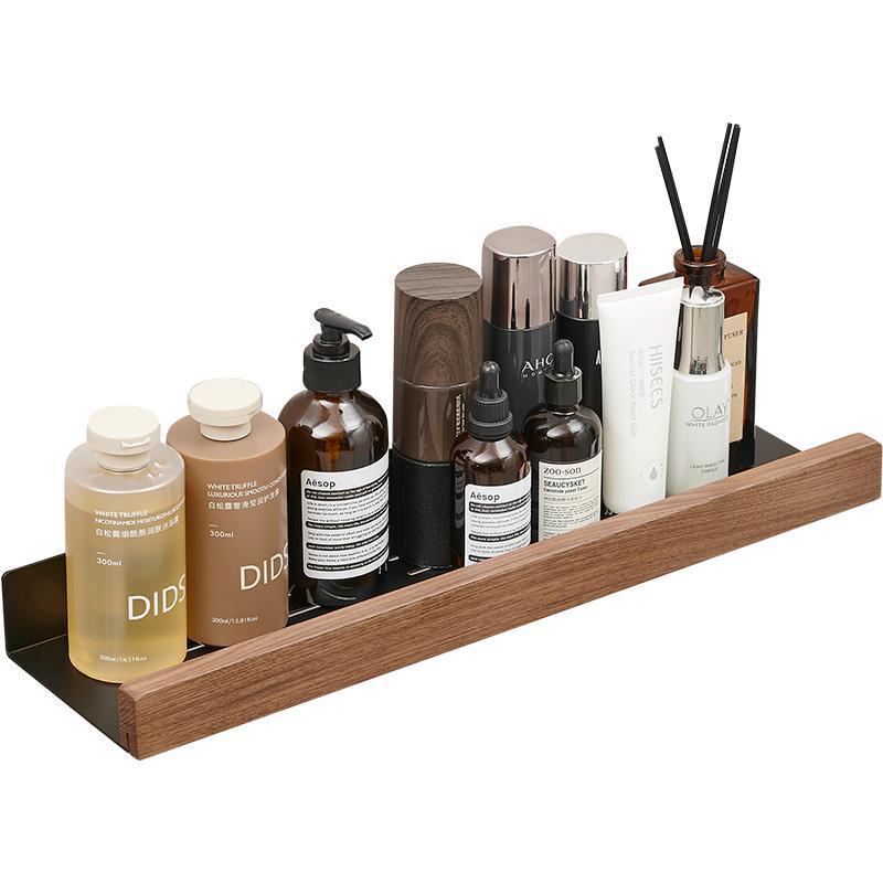 置物棚 ラック バスルーム 洗面所 壁掛け式 胡桃木 ビーチ材 アルミ合金製 幅広 浴室収納