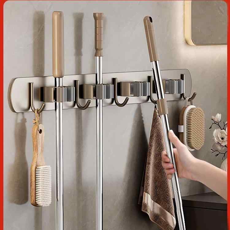 収納ラック 壁掛け モップホルダー ステンレス ほうき クリップ フック 浴室 洗面所 ツール 整理整頓 清掃用品