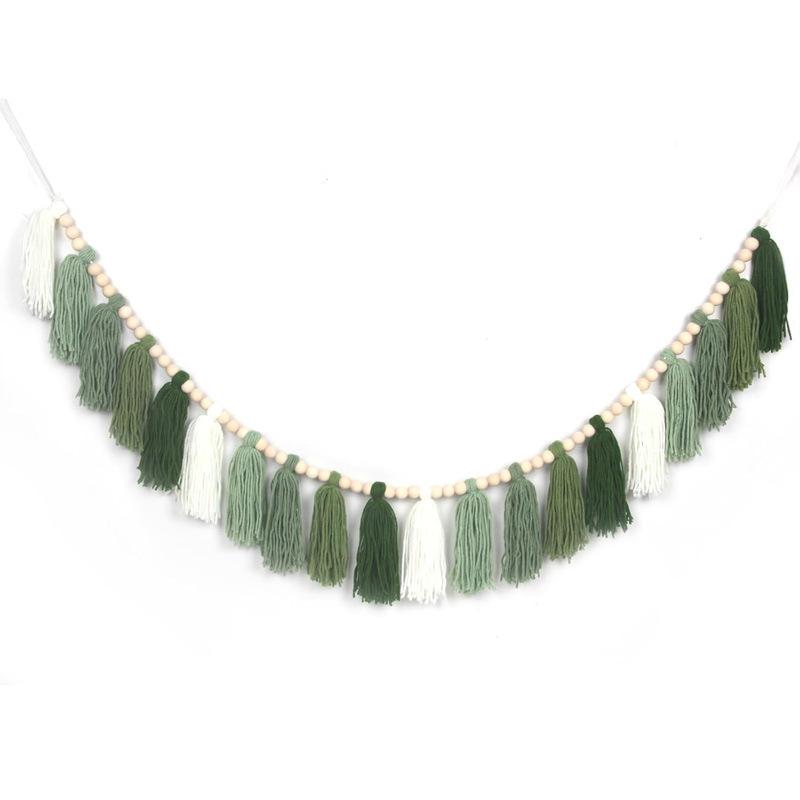 壁掛け 北欧風 壁面装飾 木製ビーズ タッセル付き レインボーカラー 少女 ギフト リビング ベッドルーム(x2)