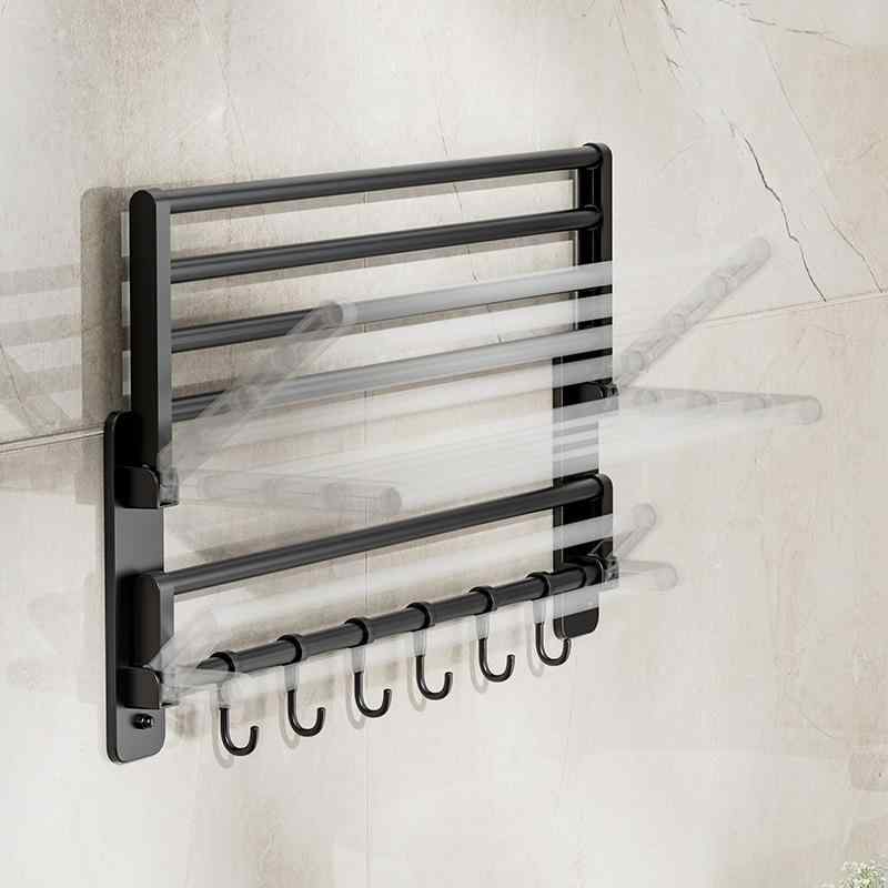 タオル掛け 浴室用 棚付き 可動式 壁掛け ラック 洗面所 トイレ 収納 フック付き ブラック グレー