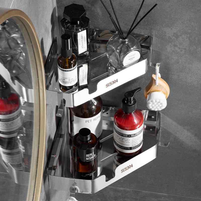 浴室 コーナーラック 304ステンレス製 トイレ 三角 収納棚 壁掛け式 壁付け棚 厚手 大容量 バスラック 防錆 2段 3段