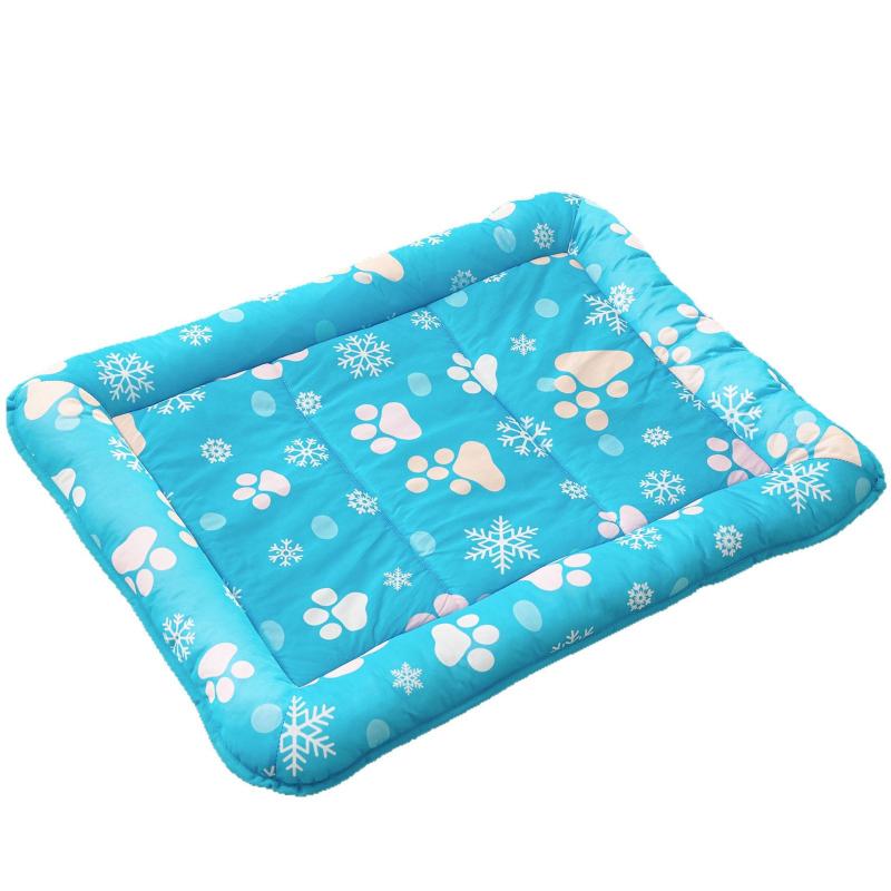 ペット用クールマット 犬 猫用 スクエア型 肉球柄 ひんやり 通気性 快適 涼感 冷却マット ブルー グレー(x3)