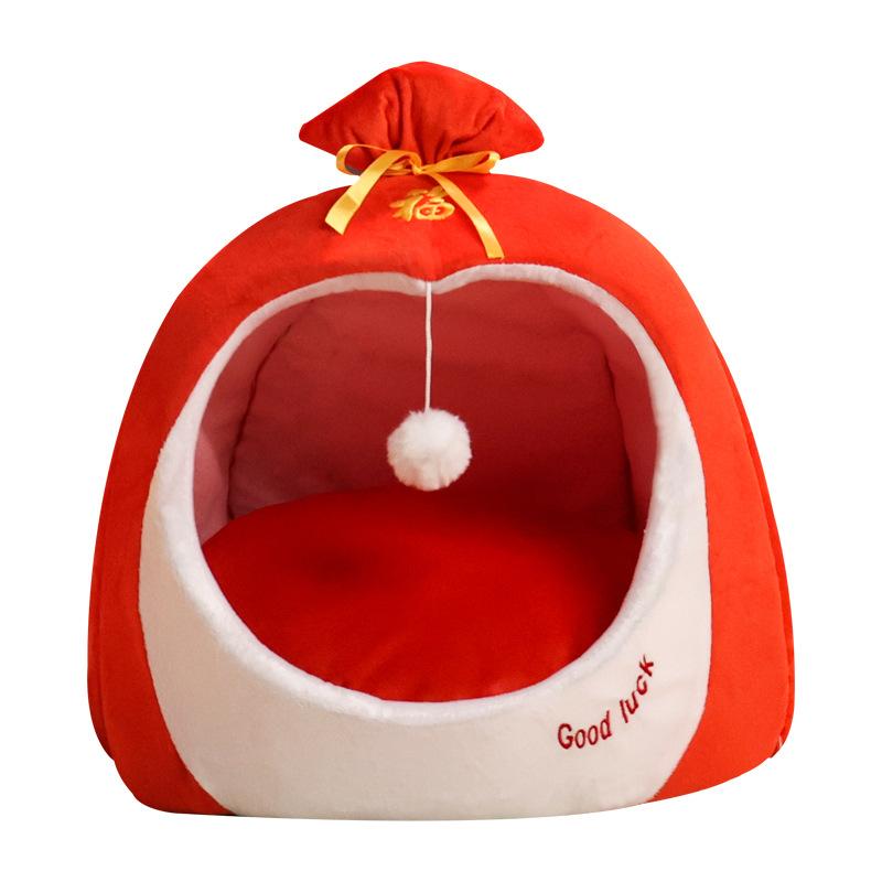 猫ハウス 猫ベッド 冬用 あったか 全 закрытый 式 猫窝 猫マット 秋冬 元旦 猫ハウス M 福袋 コットン(x2)