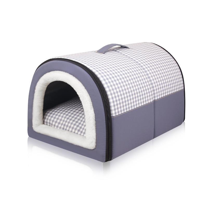 ペット用ベッド 冬季 加厚 保温 四季 オールシーズン 半封闭式 取り外し 洗える 2way 中小型犬 猫 暖か 高雅灰 素雅绿 淡雅黄 典雅灰 S号 M号 L号 XL号