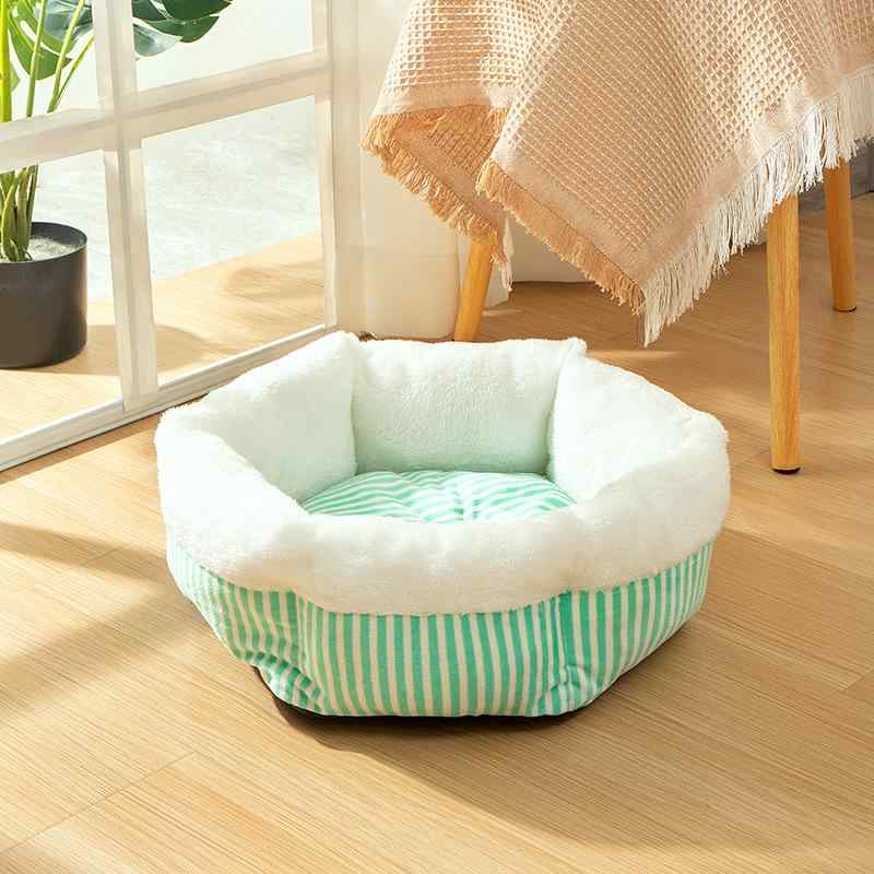 ペットハウス 猫 小型犬 六角形 暖かい ペットベッド 布製 ストライプ 通年(x200)