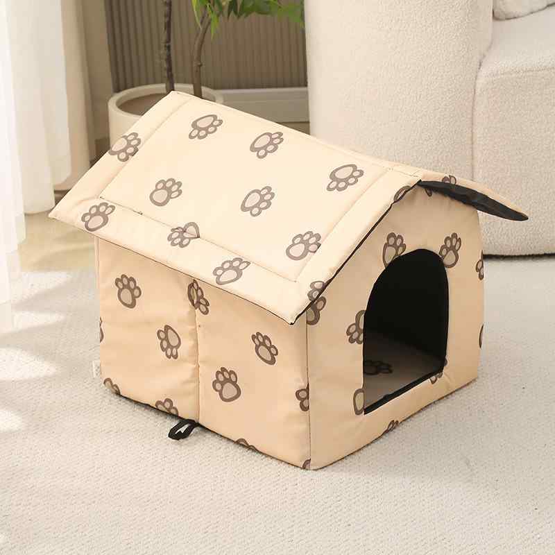 ペットハウス 犬小屋 猫小屋 屋外 防水 室内 犬 猫 小型犬 中型犬 四角 布製 軍緑 コーヒー色 黒 グレー 米黄色 迷彩色