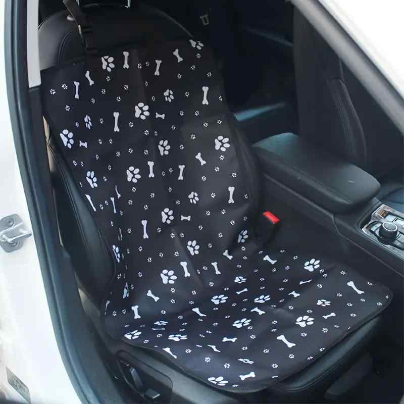 犬用カーシート ペットシート 防水 汚れ防止 骨柄プリント オックスフォード ブラック ドッグ 足跡柄 ..