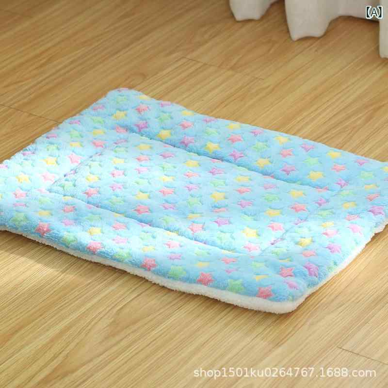 ペット用ベッド 犬 猫 あったか マット クッション 防寒 滑り止め 小動物 ブルー系