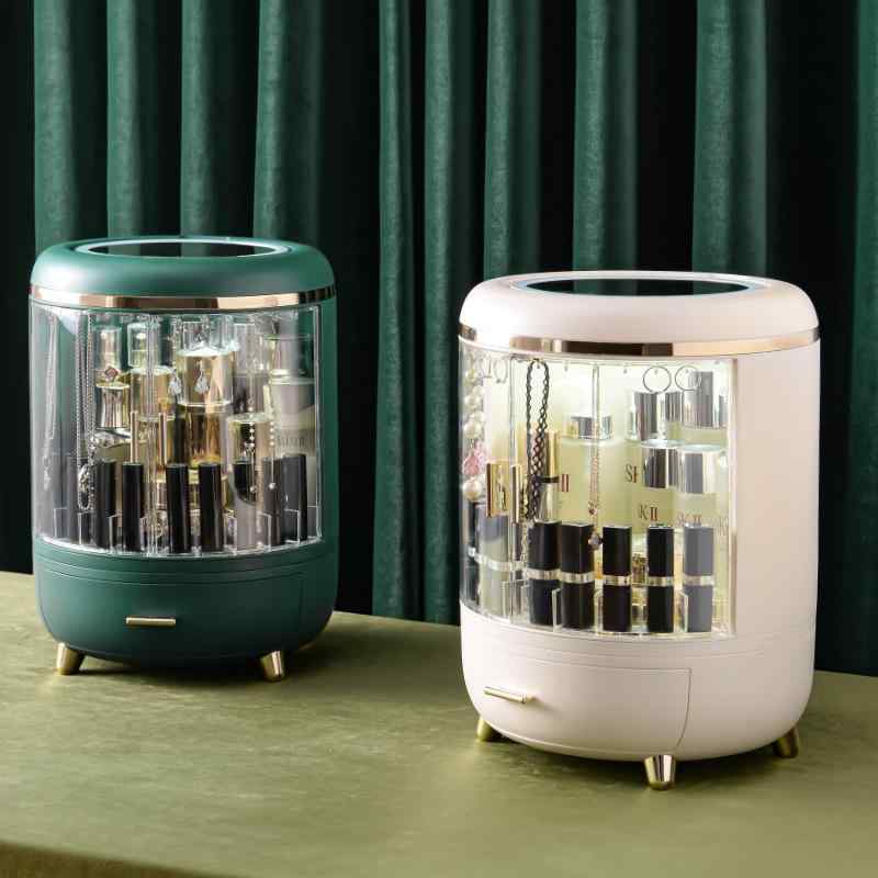 コスメ収納ボックス LEDライト付き 卓上ミラー付き 大容量 防塵 メイクボックス 化粧品収納ケース 口紅..