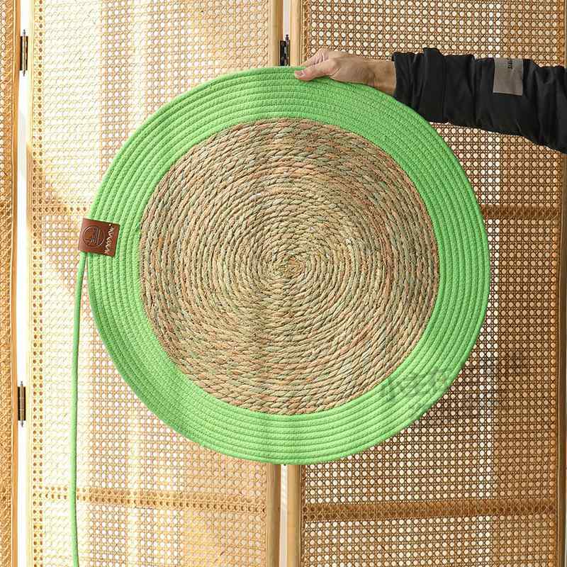 猫 爪とぎ マット 猫用ベッド 綿 ロープ 蒲草 ペット 爪磨き 耐久性 屑が出にくい 猫 遊び道具 直径40cm 直径50cm 直径60cm 直径80cm