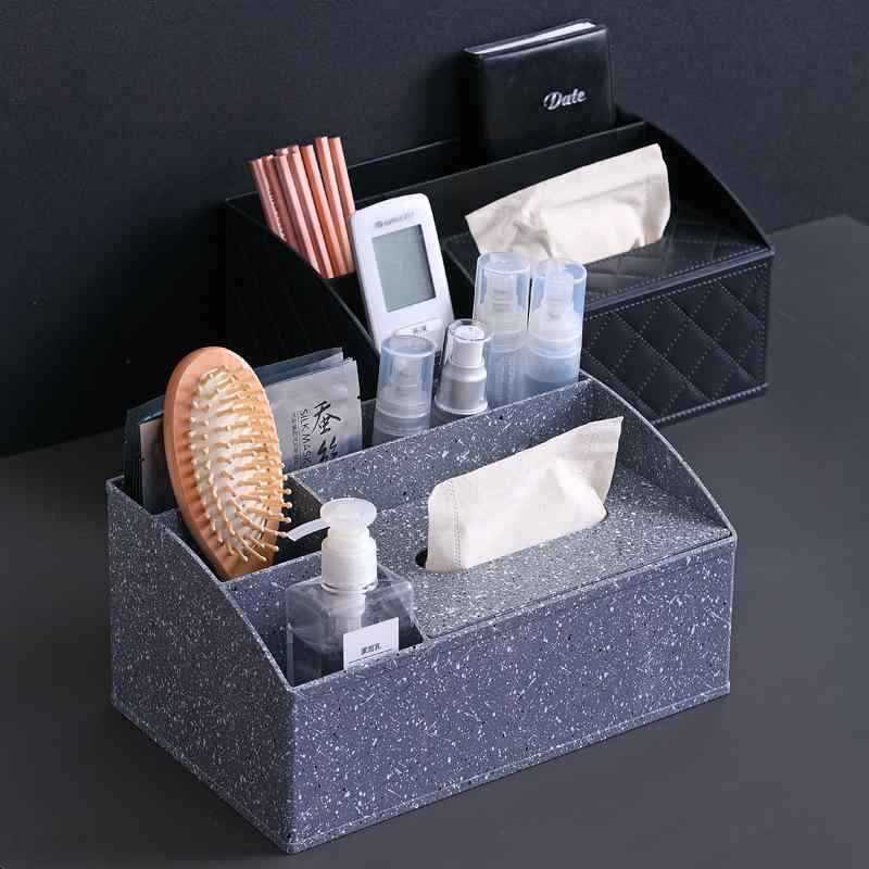 収納ケース レディース メンズ 寝室 リビング 化粧品 リモコン 文具 雑貨 ティッシュ 卓上 デスク 小物入れ ABS樹脂 プラスチック製 分格付き 黒 白 グレー(x2)