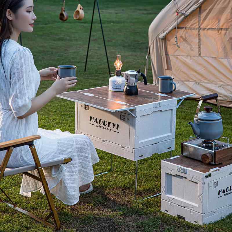 収納ボックス アウトドア レジャー 折りたたみテーブル ピクニック 自動車 車載 トランク 収納ケース 6..