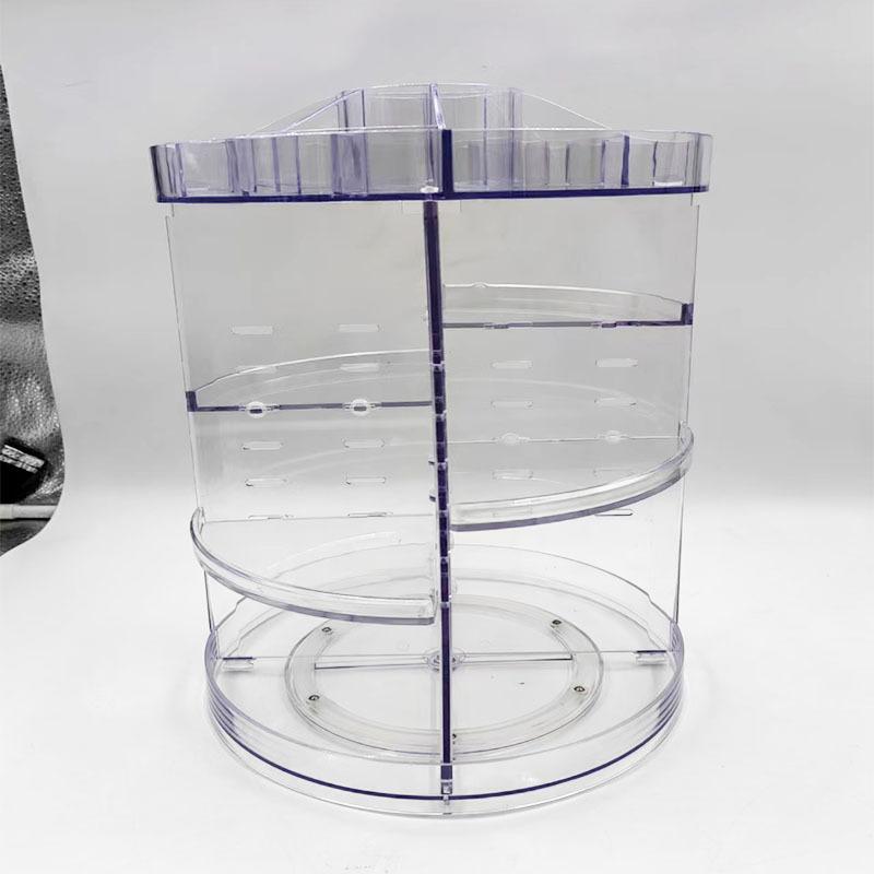 化粧品 収納ケース レディース 透明 アクリル製 コスメボックス 口紅 香水 スキンケア用品 卓上 回転式 大容量 整理整頓 直径25cm 高さ35cm(x2)