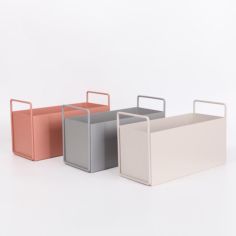 収納ボックス リビング 卓上 鉄製 小物 整理ボックス リモコン CD 雑誌 文具 スマホ 紙ティッシュ 化粧品入れ 乳白 グレー オレンジ ピンク系 緑