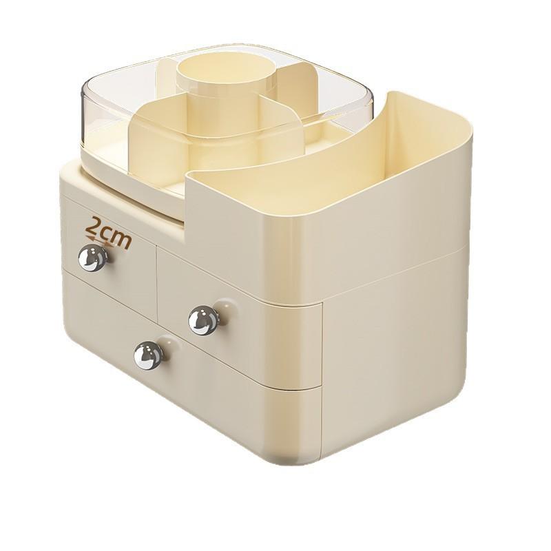 メイクボックス レディース コスメ収納 雑貨 大容量 卓上 整理ボックス 化粧ブラシ 香水 ジュエリー クリームホワイト