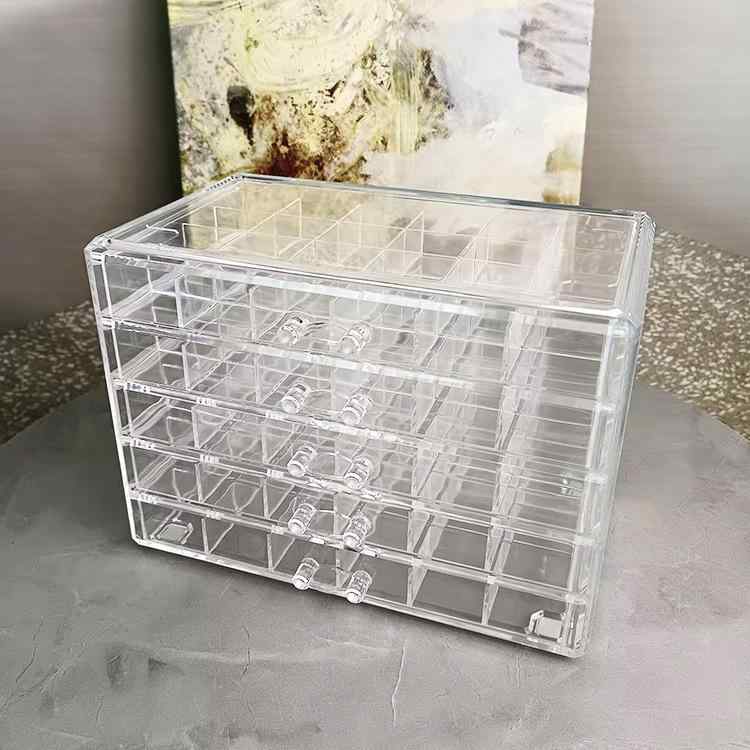 収納ケース レディース 透明 アクリル 5段 120格 引き出し式 ジュエリーボックス アクセサリーケース ピアス イヤリング 小物入れ 卓上 デスク(x2)