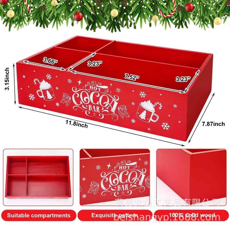 収納ボックス レディース クリスマス 赤系 卓上 飾り 小物入れ 木製(x100)