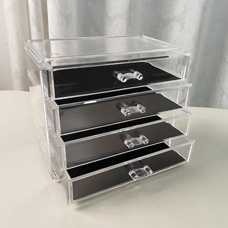 楽天リモコンタウンエコ 楽天市場店メイクボックス コスメ収納ボックス 透明 卓上 防塵 アクリル製 引き出し式 スキンケア 口紅 メイクブラシ 整理