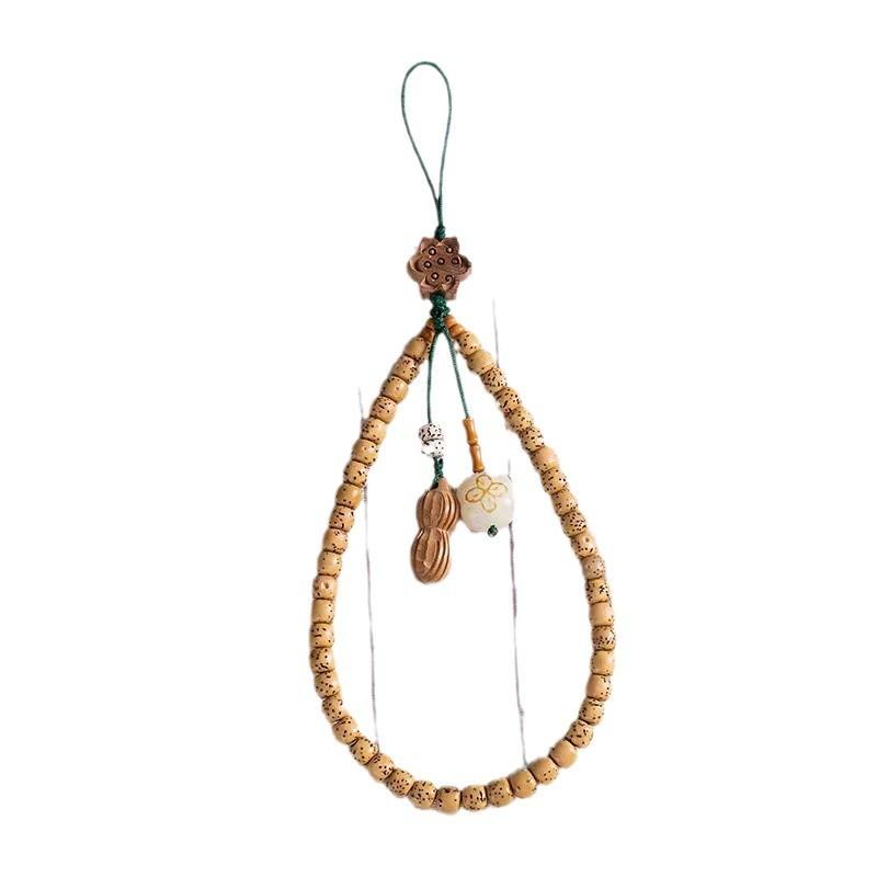 スマホストラップ レディース 星月菩提 ウッドビーズ 携帯ストラップ 落下防止 紛失防止 スマートフォン デコレーション アクセサリー 桃の花 蓮の花