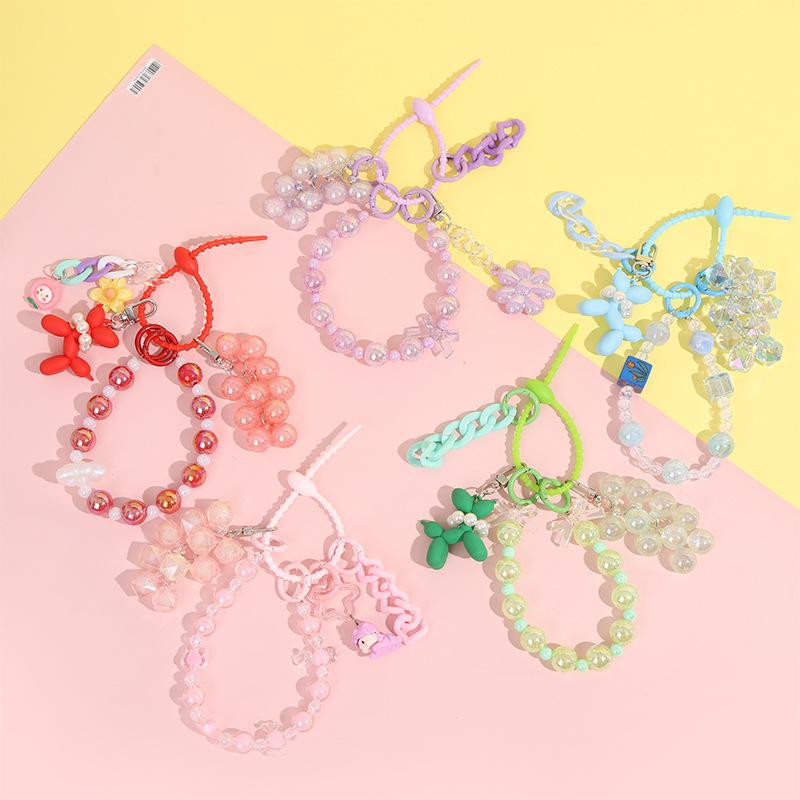 キーホルダー レディース かわいい スマホ 携帯 ストラップ 亜克力製 クリスタル ビーズ DIY 軽量 普段使い(2)