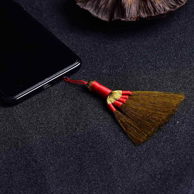 キーホルダー バッグチャーム 手編み 金のほうき 植物 花柄(x2)