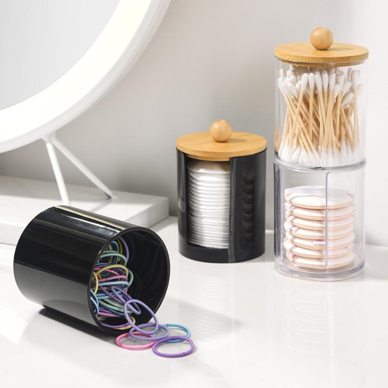 収納ケース レディース 綿棒 パフ メイク落としシート 小物入れ ふた付き 卓上 整理 透明 ブラック