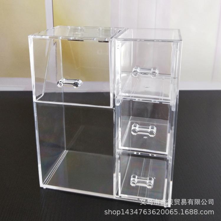 メイクボックス レディース 防塵 フラップ 3段 卓上 大容量 メイクブラシ アイブロウ ペン 収納ケース ..