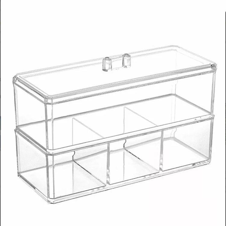 綿棒ケース ふた付き 防塵 アクリル製 コスメ収納ケース 透明 小物入れ 卓上 整理整頓(x2)