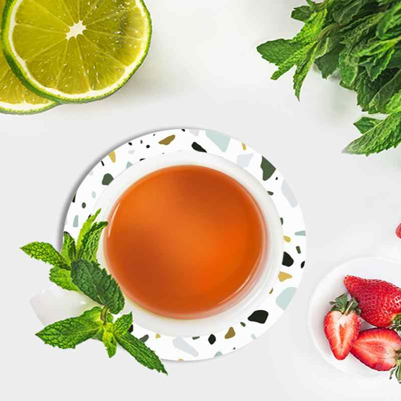 コースター 吸水 セラミック 水磨石 グラスマット 断熱マット 白陶 モダン 幾何学模様 泉州徳化(x5)