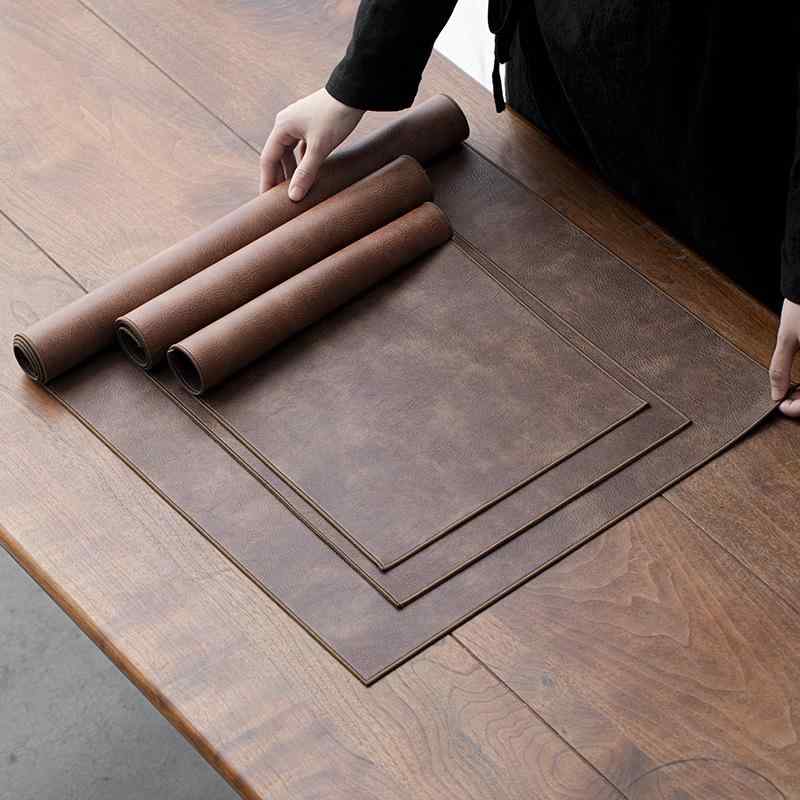 テーブルクロス レザー製ティーマット モダン ホームスタイル 防水 茶席 テーブルランナー ティーテー..