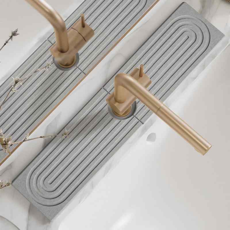 吸水マット レディース メンズ 珪藻土 水栓マット キッチン 浴室 方形 楕円形 無地 シンプル 40×10cm 6..