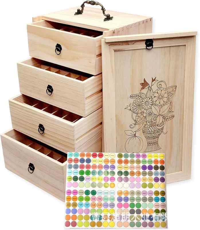 収納ケース レディース メンズ 精油 木製 4段 ボックス 大容量 卓上 手提げ おしゃれ シンプル ナチュラル 北欧風(x100)