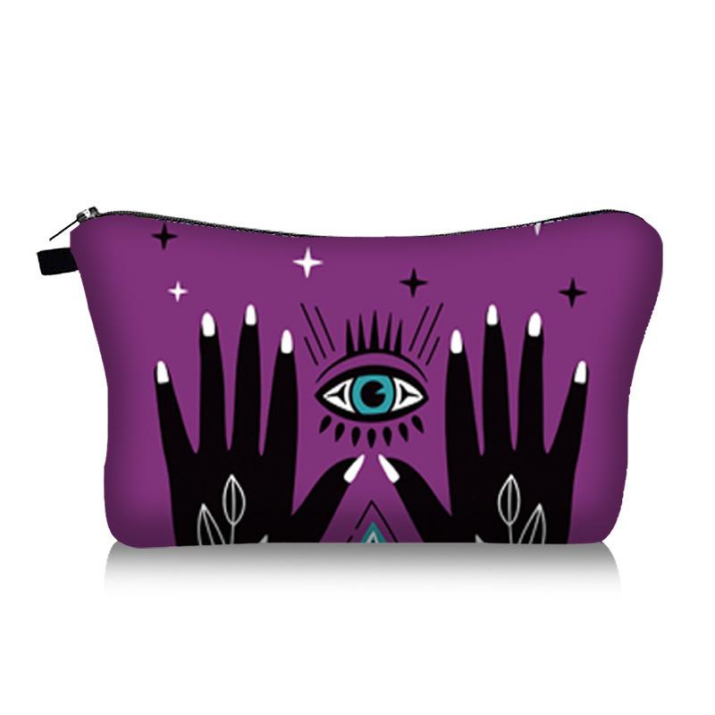 化粧ポーチ レディース 旅行用収納ポーチ 幾何学模様プリント デビルズアイ コスメポーチ ポリエステル製 ポータブル 洗面用品バッグ