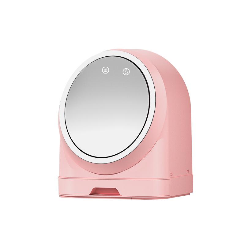 化粧品収納ボックス ミラー付き 防塵 デスクトップ ドレッサー 多層 大容量 スキンケア 口紅 マスク 収納 プラスチック 整理 リビング 寝室 浴室 1L 21x20x268 青山黛 蜜桃粉 白 LED(x2)
