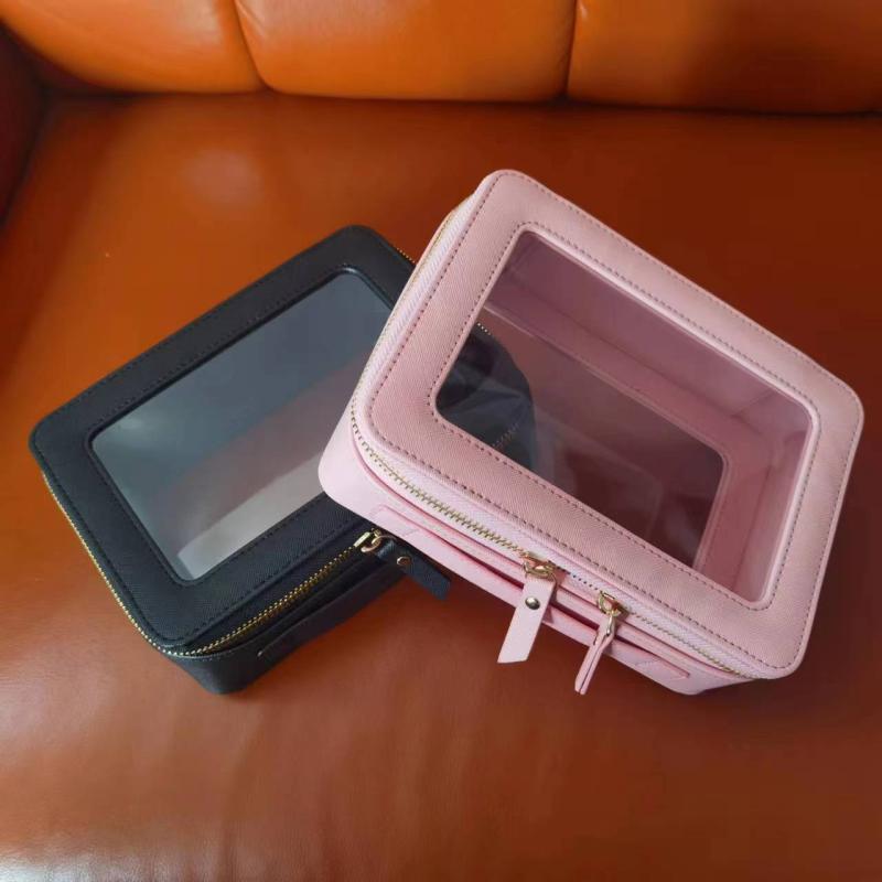 化粧ポーチ レディース メイクボックス レザー スクエア型 コスメポーチ 大容量 持ち運び 整理 トラベルポーチ 洗面用具 化粧品 収納 防水 軽量 かわいい おしゃれ 白 ホワイト ピンク ブラウン ブルー レッド ブラック